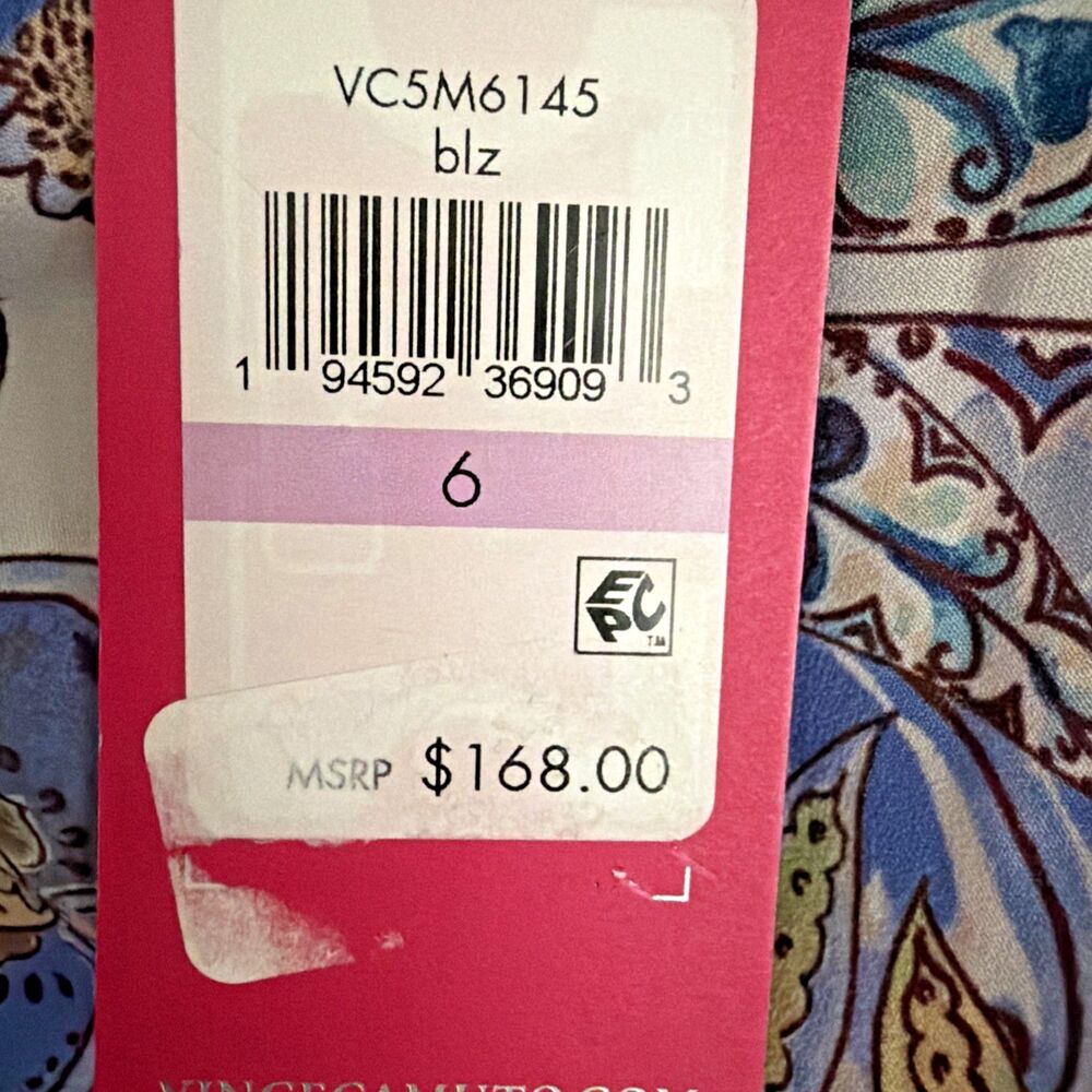 Vince Camuto Women's Sleeveless Printed High-Low-Hem Midi Dress Blue Multi 6 - Picture 10 of 14